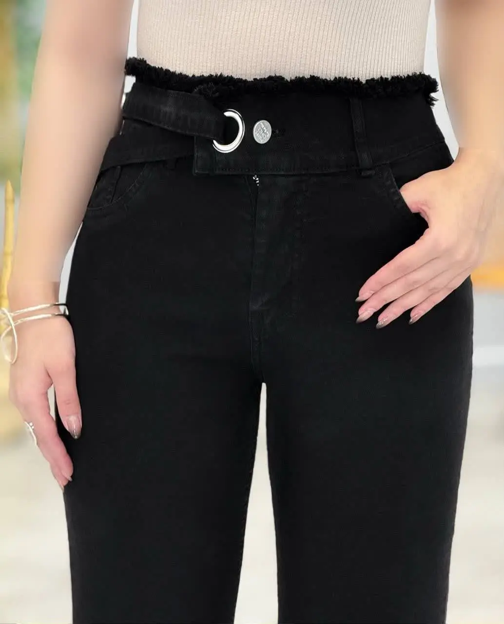 3472-شلوار بوت کات کمربندی